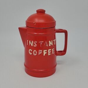Vintage Small Ceramic Instant Coffee Holder Jar Canister Made Japan Red Knobler
